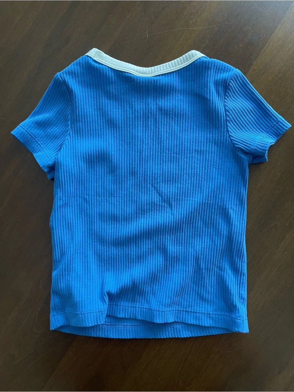 Old Navy Blue Ribbed Tee with White Trim - KINDNESS Graphic